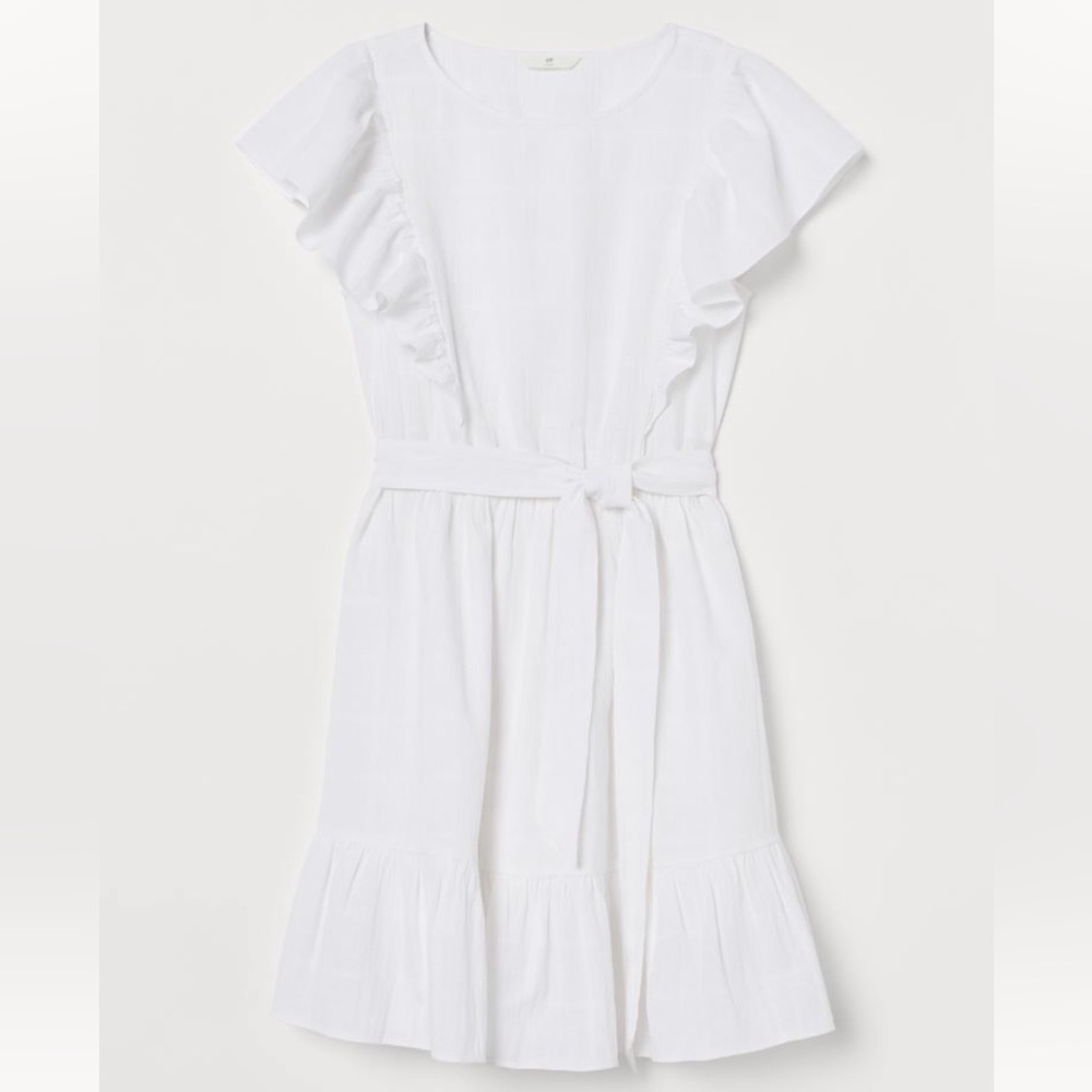 NWOT H&M Linen Ruffle Dress - Picture 2 of 6